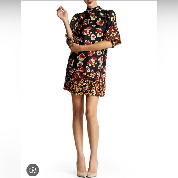 Aryn K. 100% Silk Floral Mini Dress Size M - Picture 1 of 11
